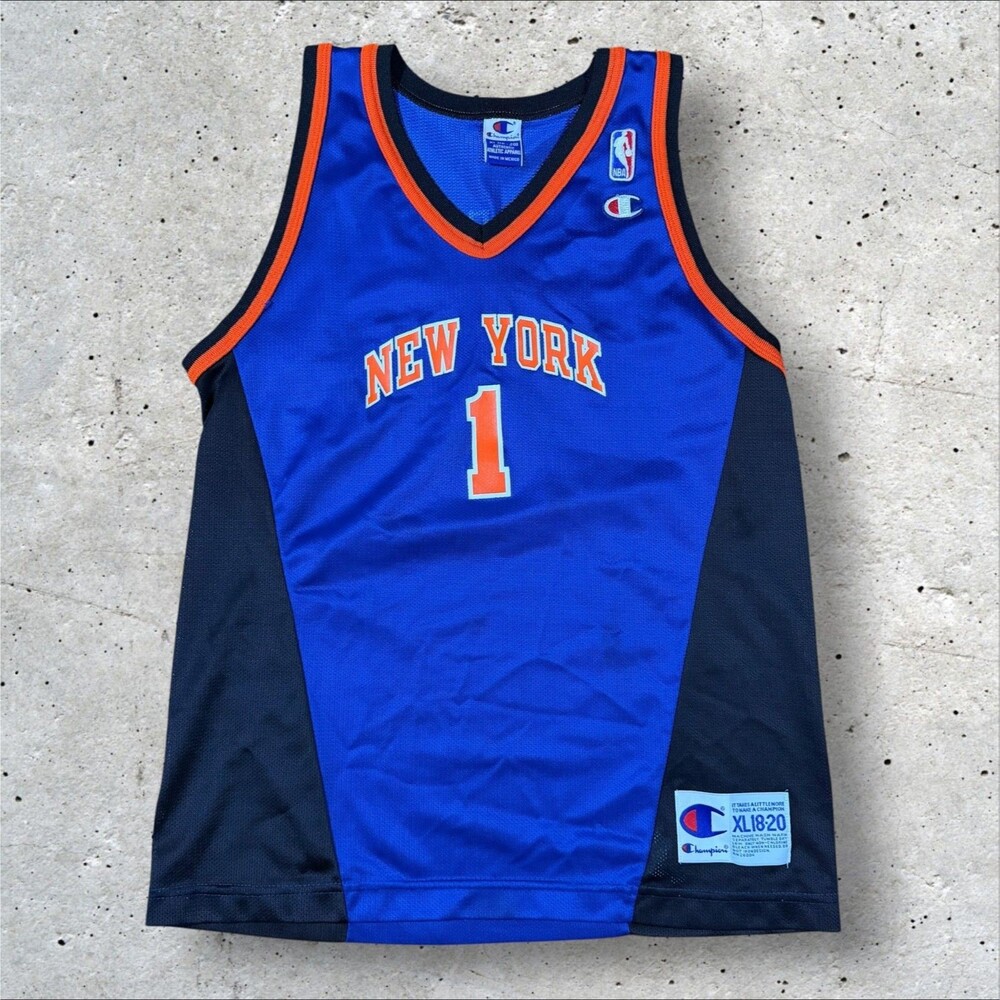 Vintage Champion New York Knicks Waters 1 Jersey Youth Size XL 18-20 NBA Blue